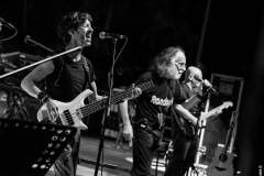PFM on stage, black and white live photo